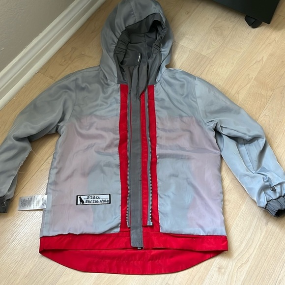 EDDIE BAUER Kids Boys Red Gray Hooded Zip Up Jacket Size XS 5/6 Lightweight - Picture 5 of 9
